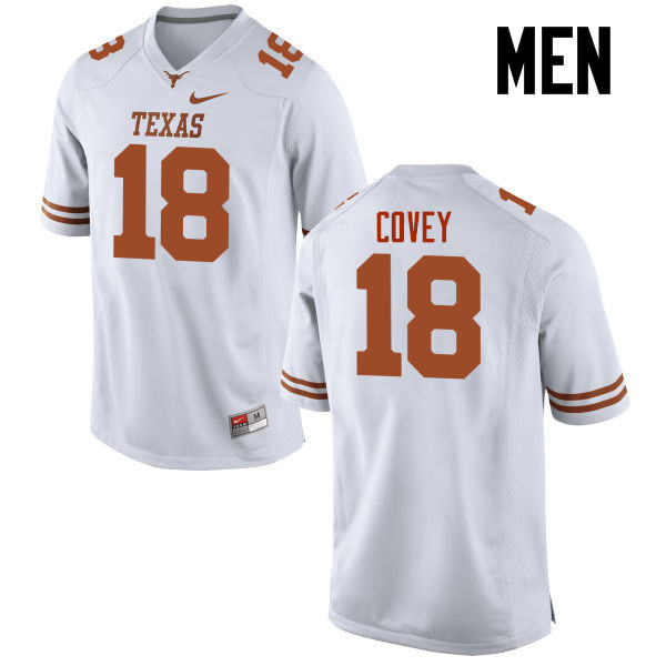 Men #18 Josh Covey Texas Longhorns College Football Jerseys-White - Click Image to Close